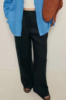 Брюки из конопляной ткани широкого кроя