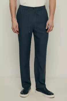 Брюки изо льна с эластичным поясом