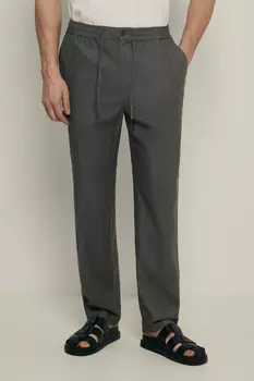 Брюки изо льна с эластичным поясом