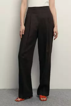 Брюки изо льна широкого силуэта