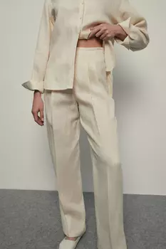 Брюки изо льна широкого силуэта