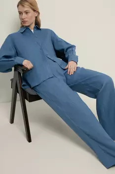 Брюки изо льна широкого силуэта