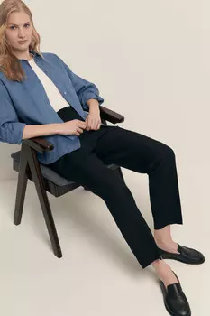 Брюки прямого кроя с добавлением льна