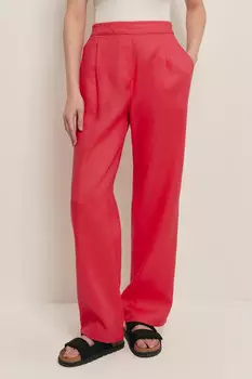 Брюки прямого кроя с добавлением льна