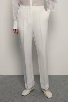 Брюки прямого кроя с добавлением льна