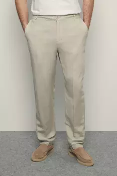 Брюки прямого кроя с добавлением льна