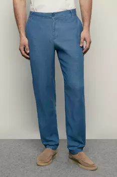 Брюки зауженного кроя с добавлением льна