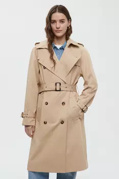 Двубортный тренч с рукавом реглан