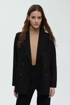 Двубортный жакет с накладными карманами