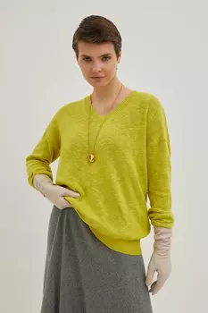 Джемпер из хлопка с v-образным вырезом