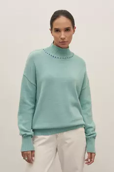 Джемпер из хлопка с воротником-стойкой