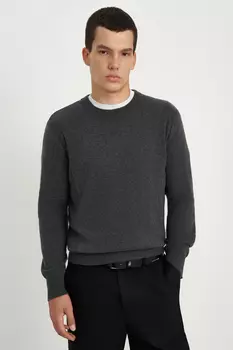 Джемпер из шерсти и хлопка с округлой горловиной