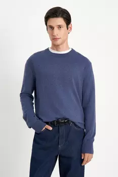 Джемпер из шерсти и хлопка с округлой горловиной