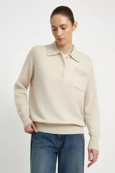 Джемпер с отложным воротником и нагрудным карманом