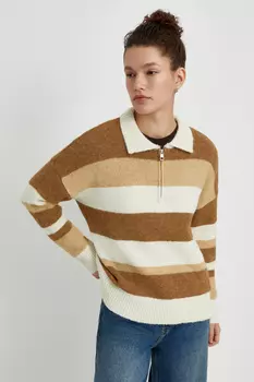 Джемпер с отложным воротником в полоску