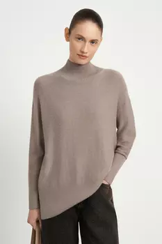 Джемпер с воротником-стойкой и манжетами на рукавах