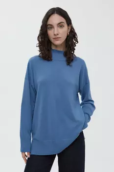 Джемпер с воротником-стойкой и спущенным плечом