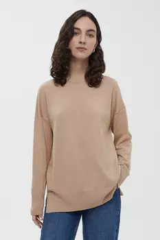 Джемпер с воротником-стойкой и спущенным плечом