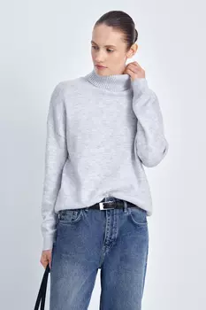 Джемпер свободного кроя с воротником-стойкой