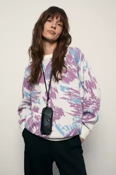 Джемпер свободного силуэта с принтом