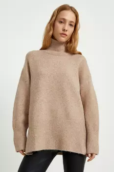 Джемпер свободного силуэта с воротником-стойкой