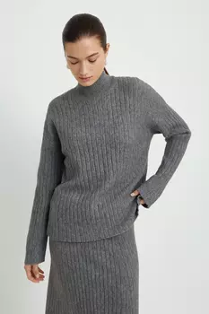 Джемпер свободного силуэта с воротником-стойкой