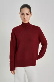 Джемпер свободного силуэта с воротником-стойкой