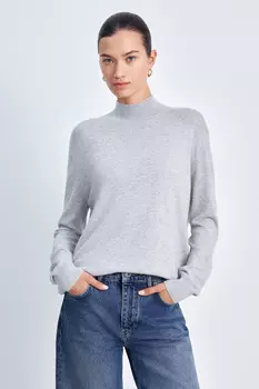 Джемпер свободного силуэта с воротником-стойкой