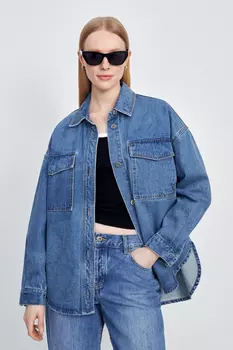 Джинсовая куртка-рубашка с карманами