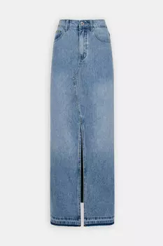 Джинсовая юбка макси с разрезом