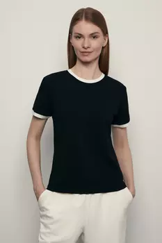 Футболка из хлопка с контрастной окантовкой