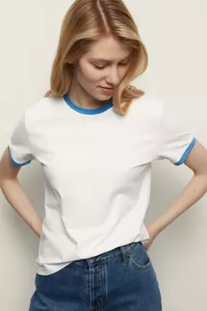 Футболка из хлопка с контрастной окантовкой