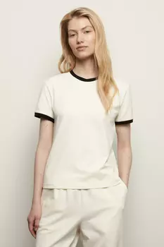 Футболка из хлопка с контрастной окантовкой