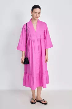 Хлопковое платье с v-образным вырезом