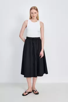 Юбка миди из хлопка с эластичным поясом