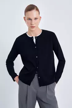 Кардиган приталенного силуэта с округлой горловиной