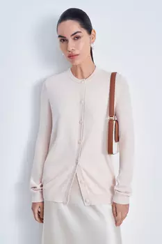 Кардиган прямого силуэта с округлым вырезом