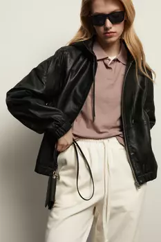 Кожаная куртка-худи с капюшоном