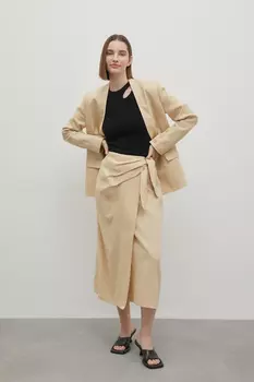 Льняная юбка с драпировкой