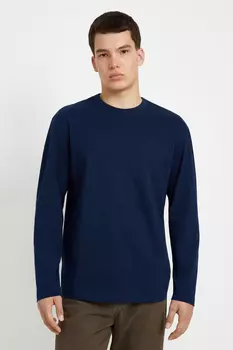 Лонгслив из хлопка с округлым вырезом