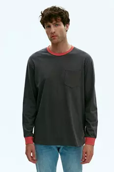 Лонгслив свободного силуэта с контрастной отделкой