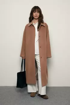 Однобортное пальто из шерсти и шелка