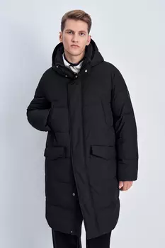 Однобортное пальто с капюшоном