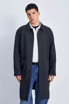 Однобортное пальто с отложным воротником