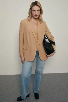 Однобортный жакет с добавлением льна