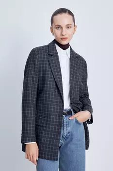 Однобортный жакет в клетку