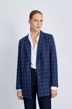Однобортный жакет в клетку