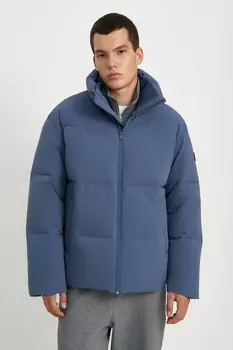 Оверсайз пуховик с воротником-стойкой