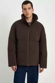 Оверсайз пуховик с воротником-стойкой