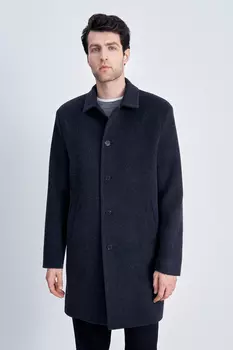 Пальто прямого кроя из шерсти и шелка